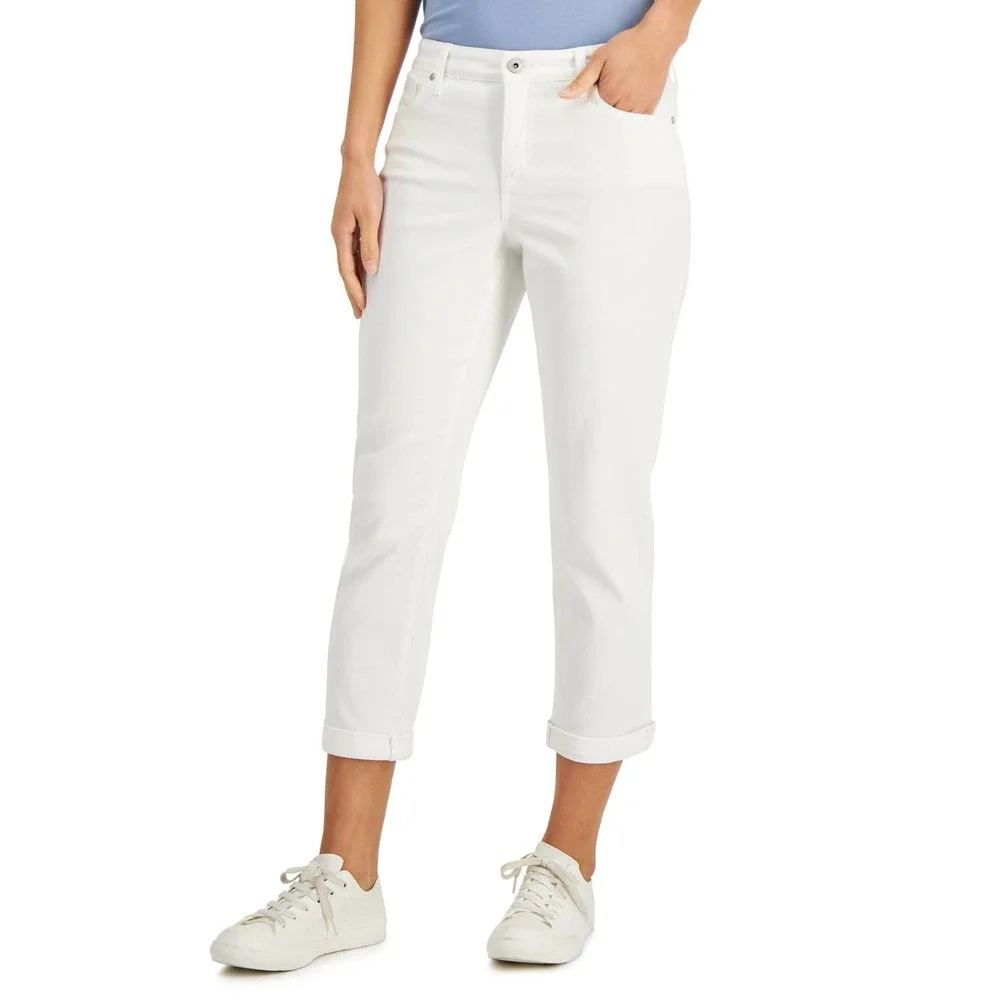 SOLD Style & Co Women's Curvy Ankle Girlfriend Jeans Bright White NWT $40 Size 8